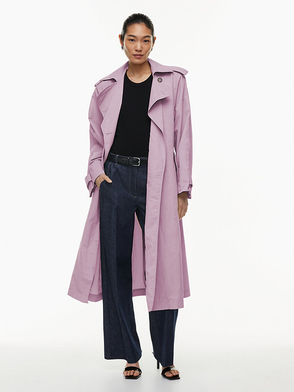 Pink Water-Repellent Trench Coat
